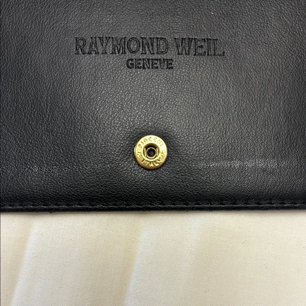 Black Leather Wallet with Gold Accents